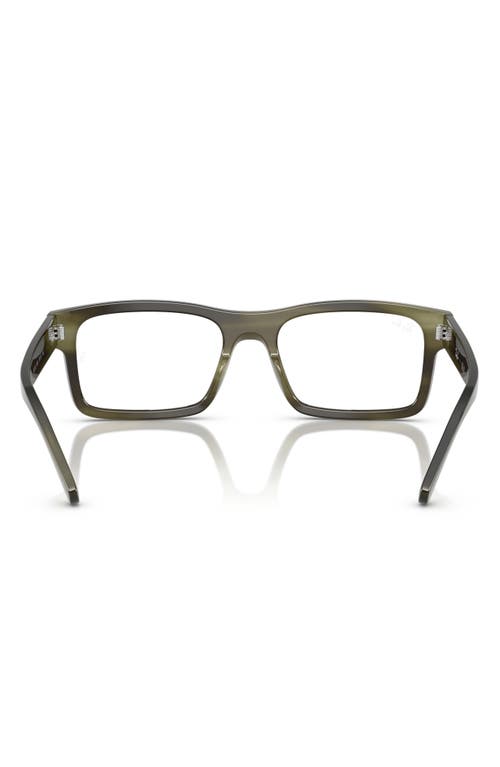 Ray Ban Ray-ban 54mm Rectangular Optical Glasses In Green Havana