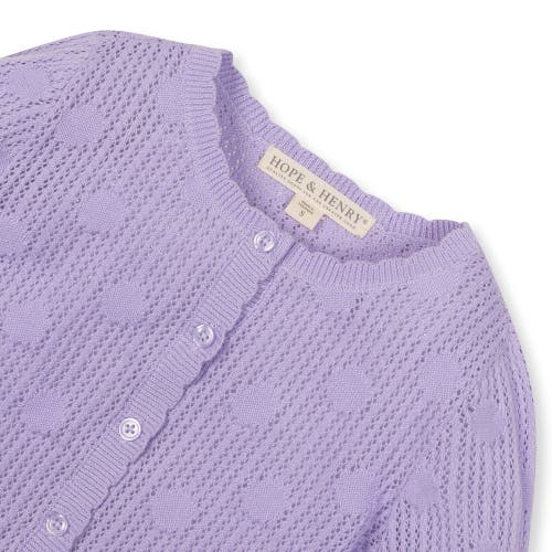 Shop Hope & Henry Girls' Organic Scallop Edge Cardigan, Kids In Lavender Mesh Dot