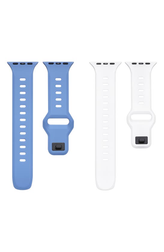 Shop The Posh Tech Assorted 2-pack Silicone Apple Watch® Watchbands In White/navy Blue