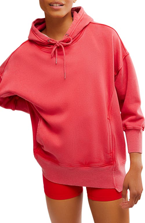 Shop Free People Sprint To The Finish Oversize Cotton Blend Hoodie In Winter Berry