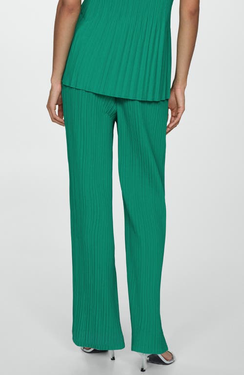 Shop Mango Pleated Wide Leg Pants In Emerald Green