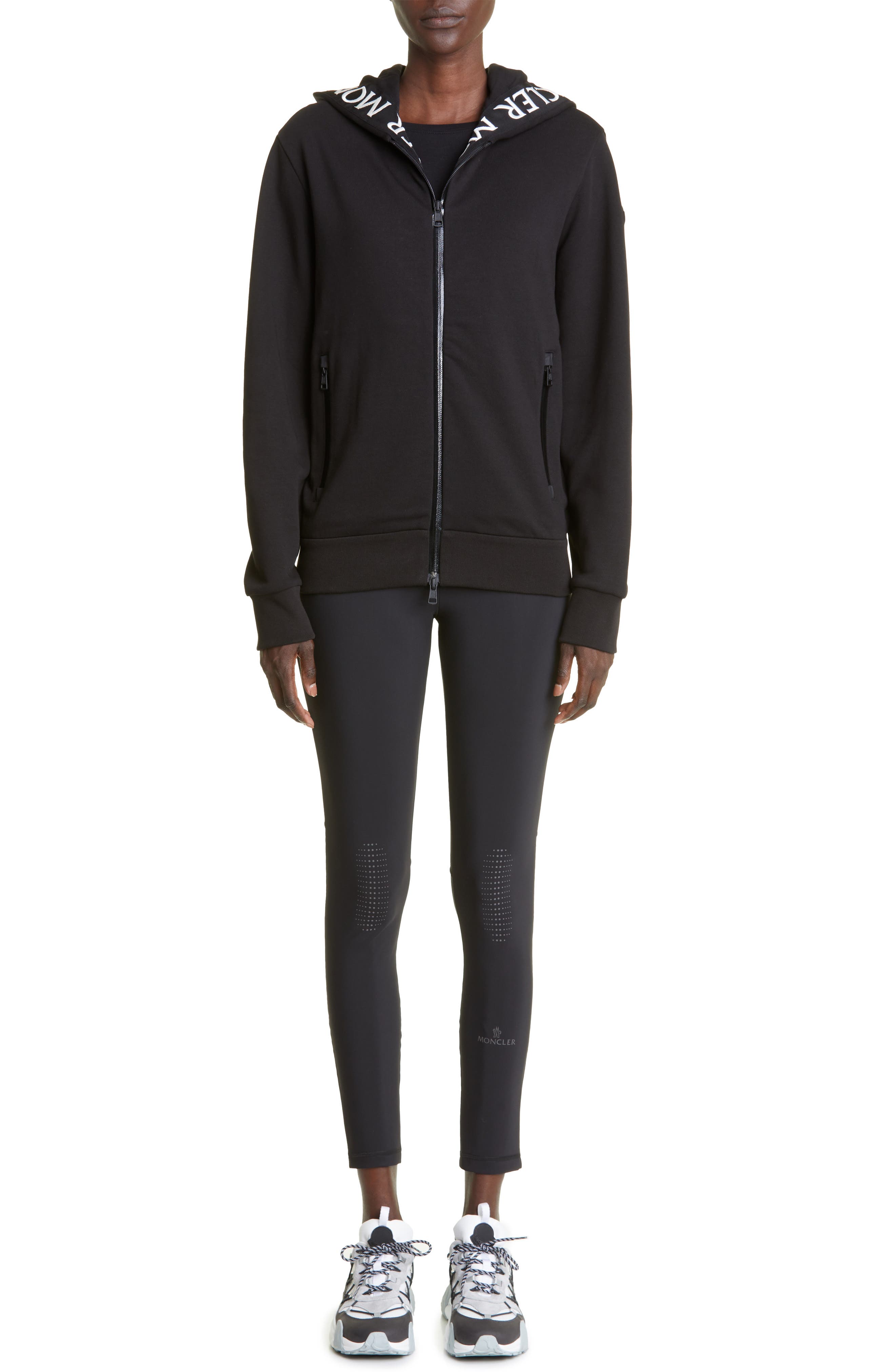 Moncler Logo Tape Cotton Zip Hoodie 