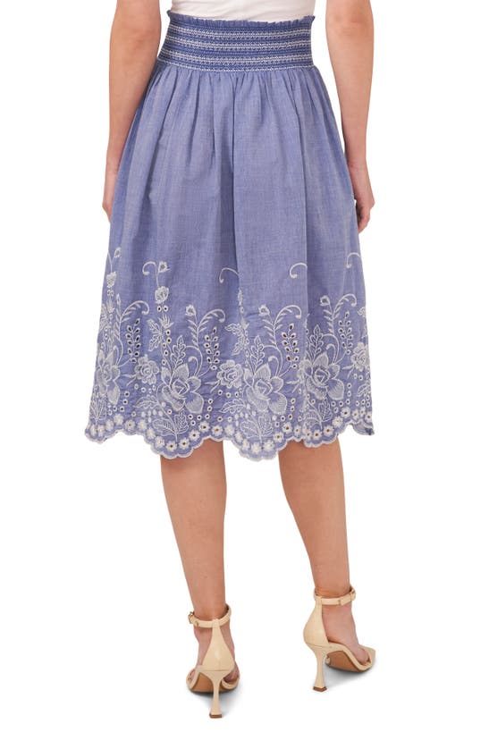 Shop Cece Embroidered Border Cotton Skirt In Blue Air