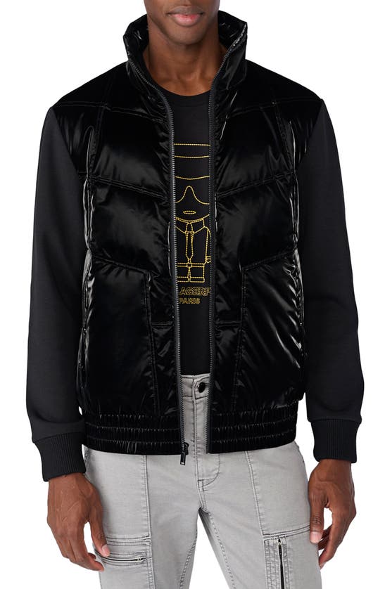 KARL LAGERFELD QUILTED MIXED MEDIA JACKET