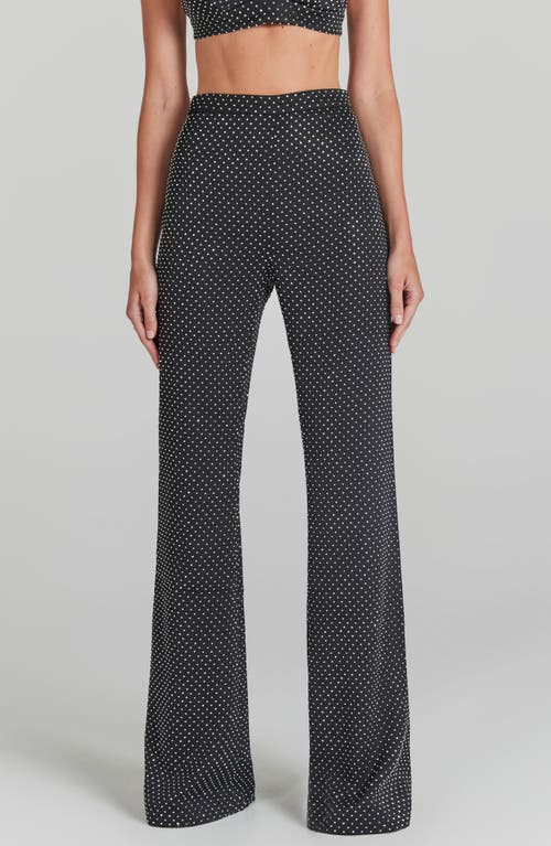 Shop Nadine Merabi Kira Rhinestone Detail Pants In Black