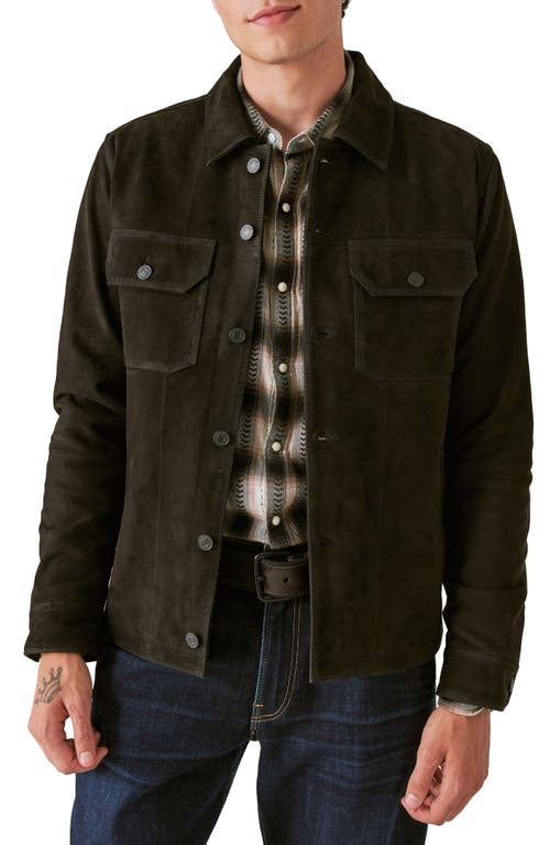Lucky Brand Suede Military Shirt Jacket Black at Nordstrom,