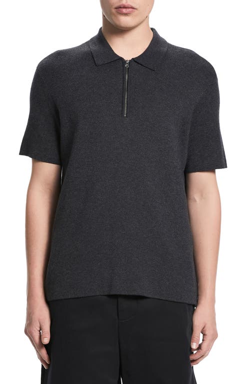 Arnold Organic Cotton Blend Zip Polo Sweater in Black