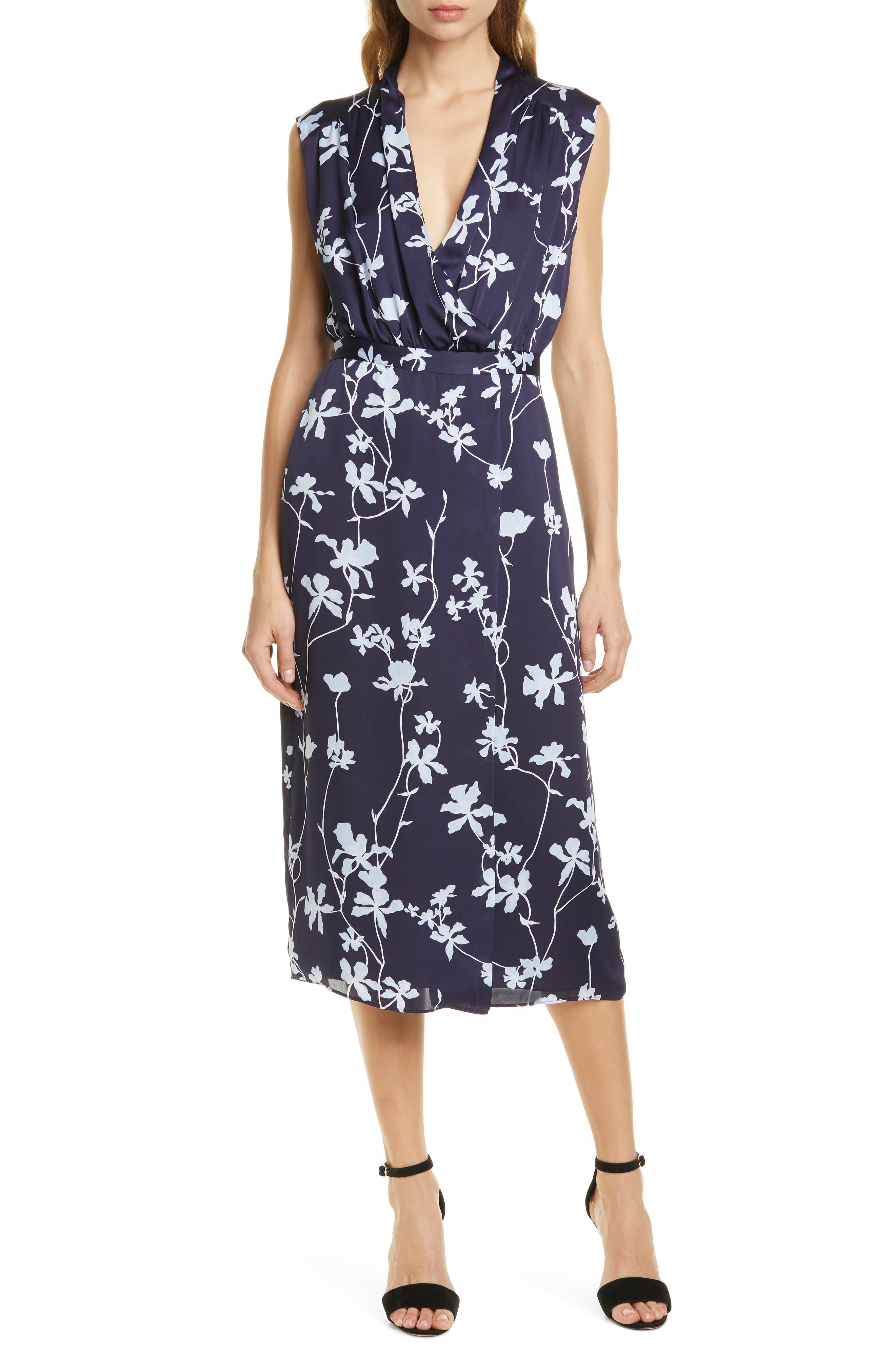 Equipment Femma Floral Wrap Dress, Blue