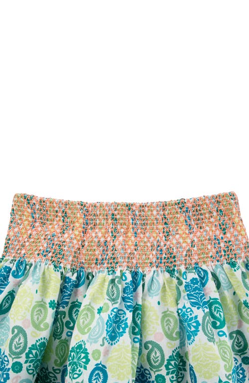 Shop Peek Aren't You Curious Kids' Paisley Print Tiered Cotton Skirt In Green/blue Print