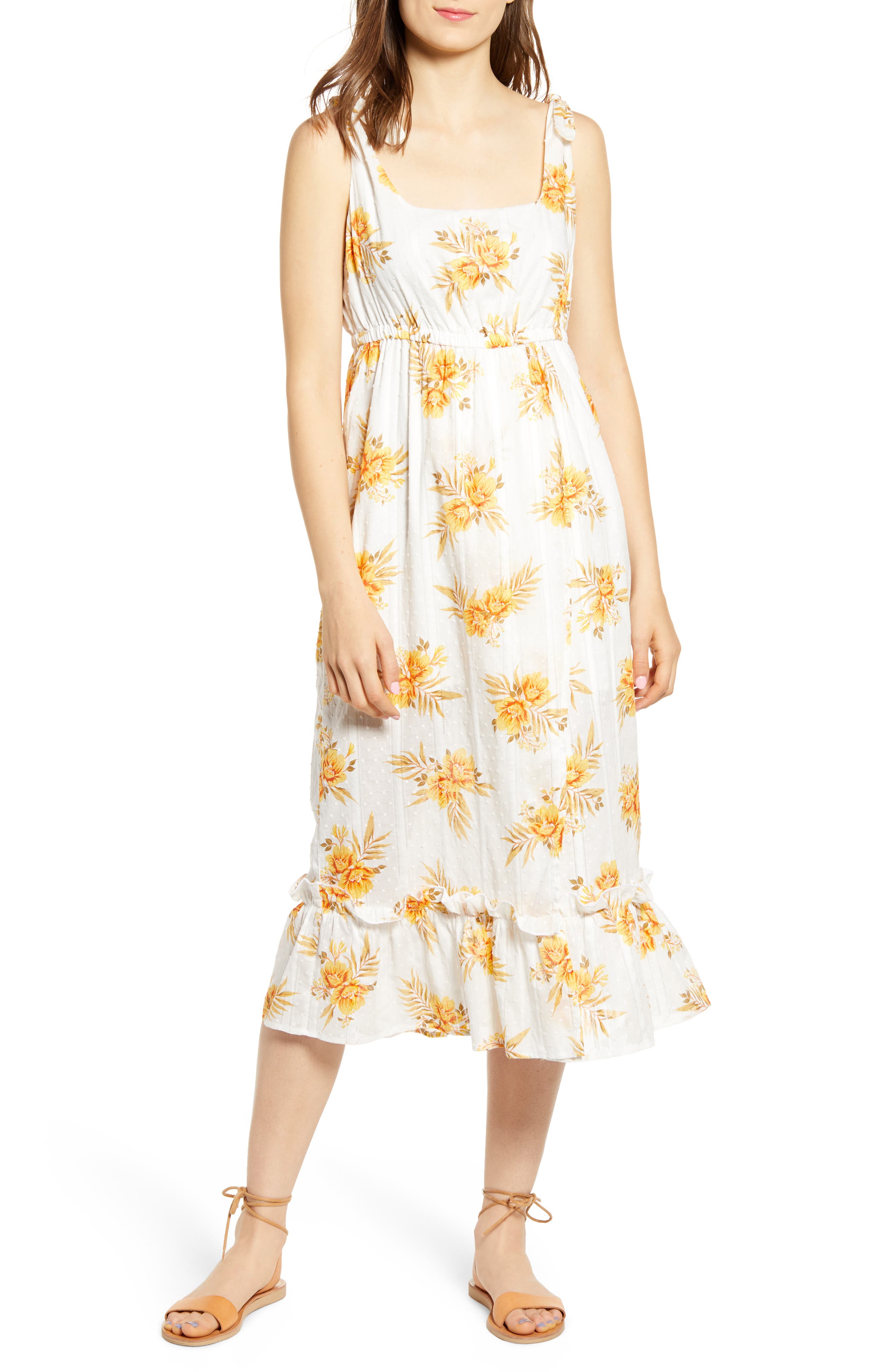 Minkpink Arcadia Floral Print Midi Dress, Ivory