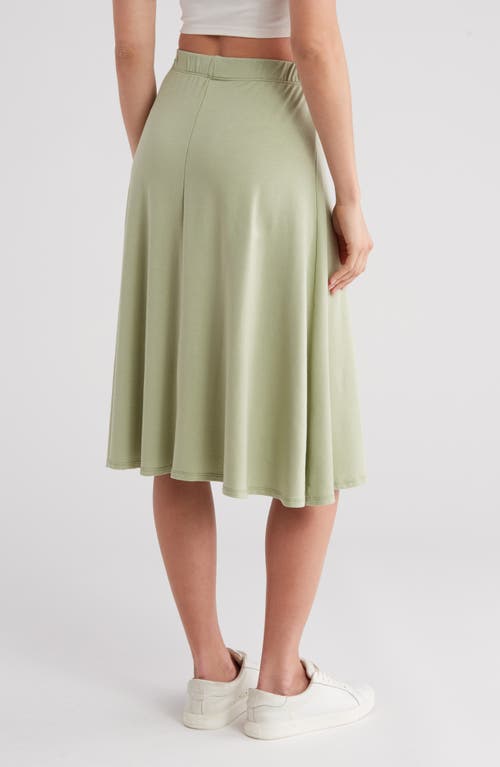 Go Couture Flare Midi Skirt In Sage