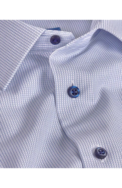 David Donahue Slim Fit Microcheck Dress Shirt In White/blue