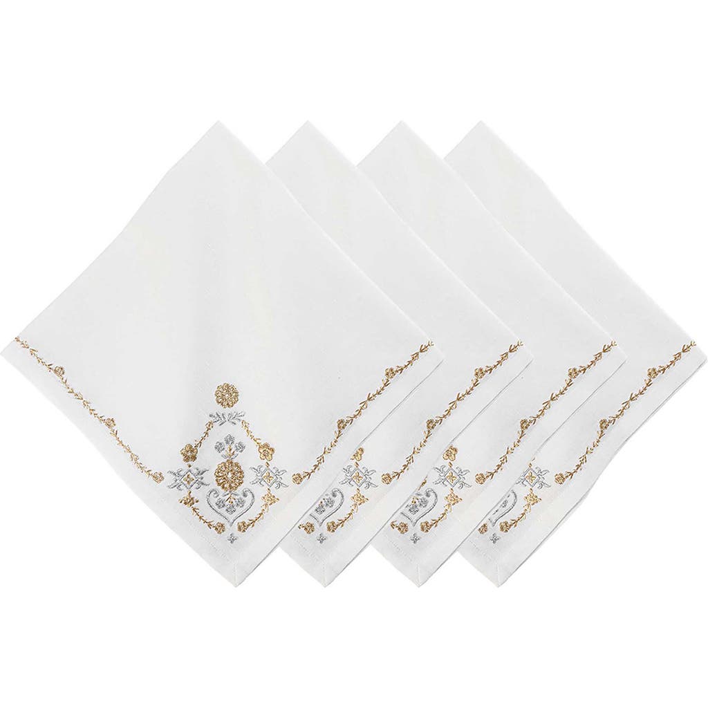 Juliska Heidi Embroidered Napkin, Set Of 4 In Gold/silver