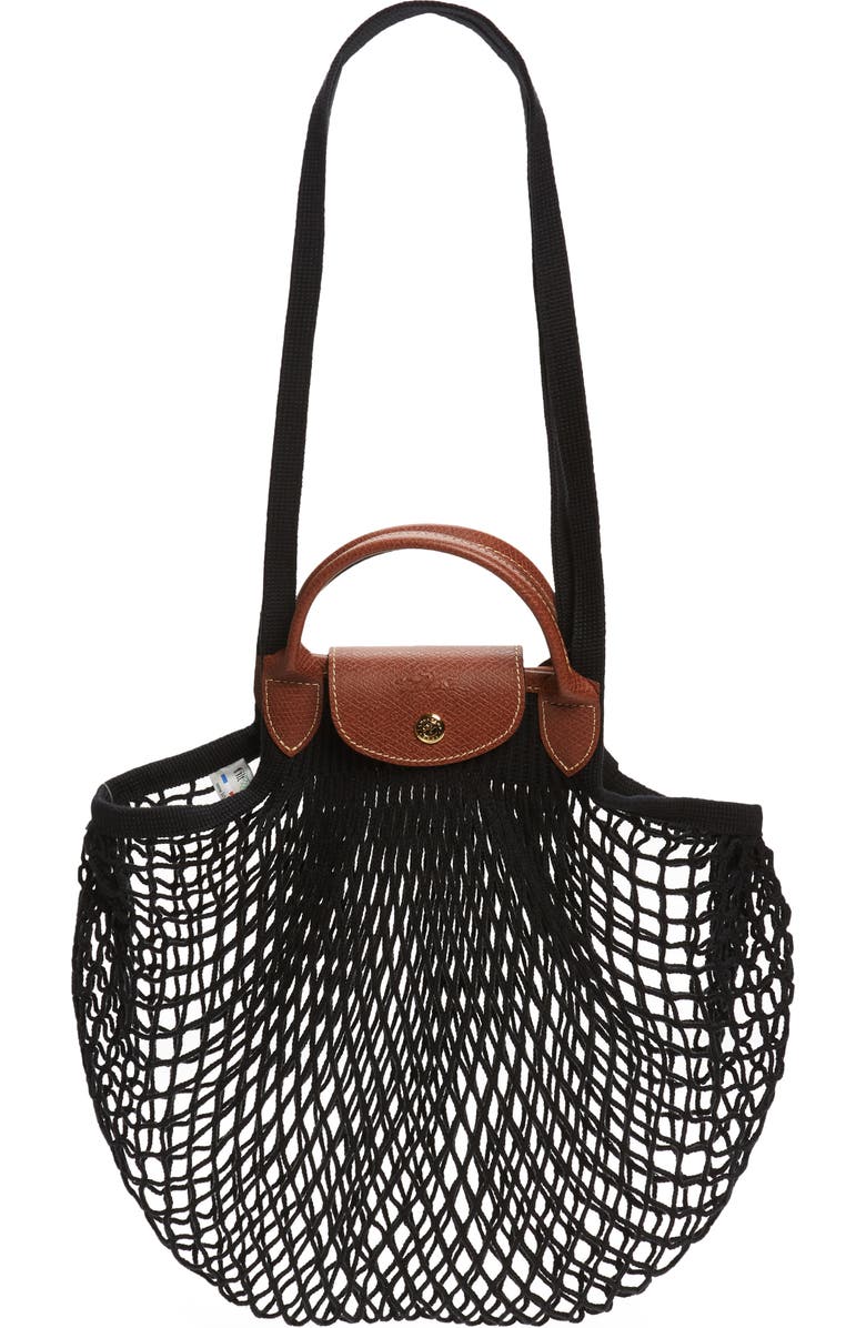 Longchamp Le Pliage Filet Knit Shoulder Bag, Main, color, Black