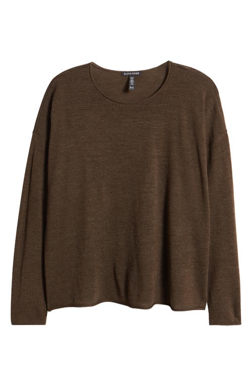 Shop Eileen Fisher Crewneck Wool Sweater In Wren