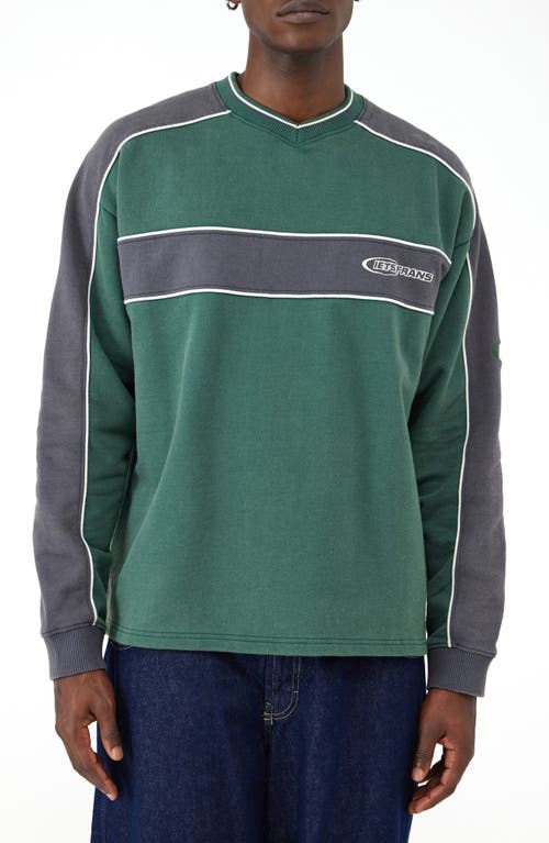 Shop Iets Frans Retro Panelled Cotton Sweatshirt In Forest Green