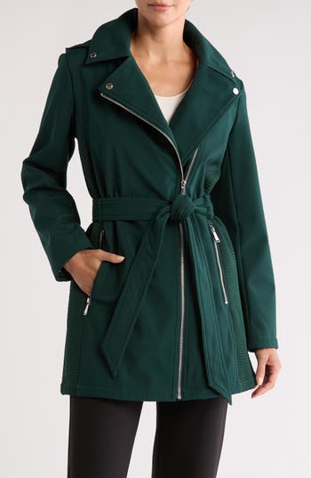 Bcbgeneration Asymmetric Belted Jacket In Emerald