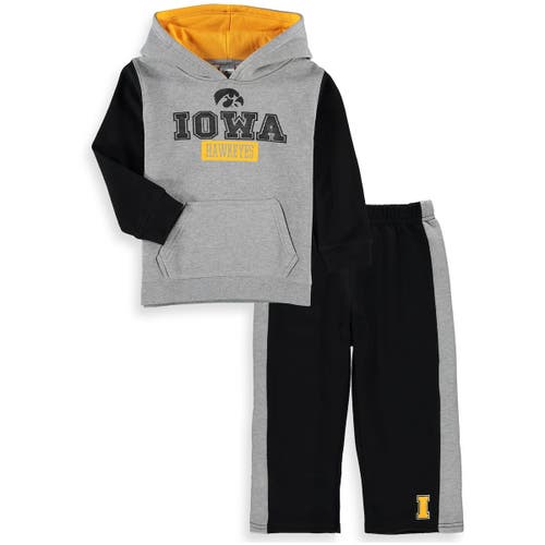 Toddler Colosseum Heathered Gray/Black Iowa Hawkeyes Back To School Fleece Hoodie And Pant Set in Heather Gray