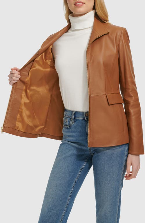 Cole Haan Wing Collar Leather Jacket In Hazelnut