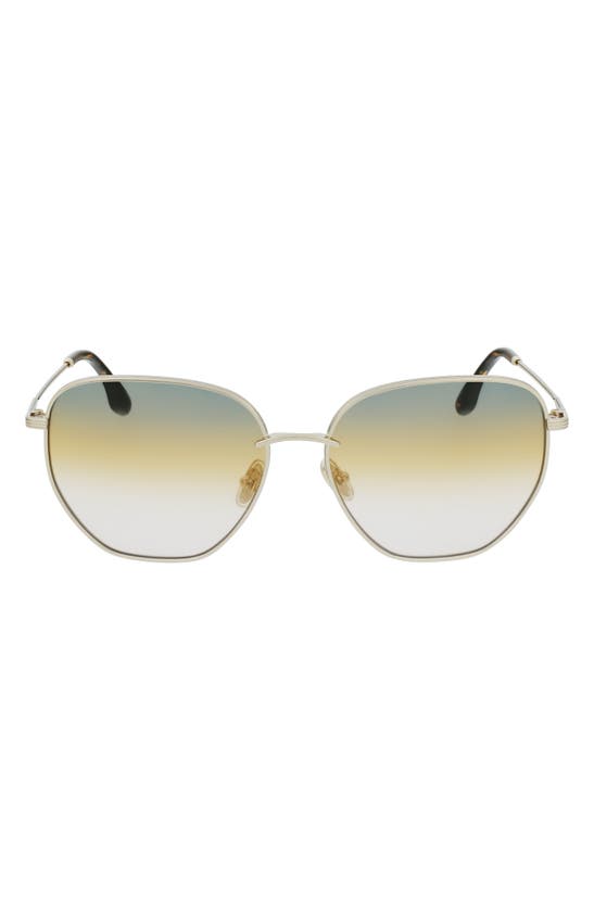 Victoria Beckham 60mm Gradient Sunglasses In Gold/ Green Honey Rose
