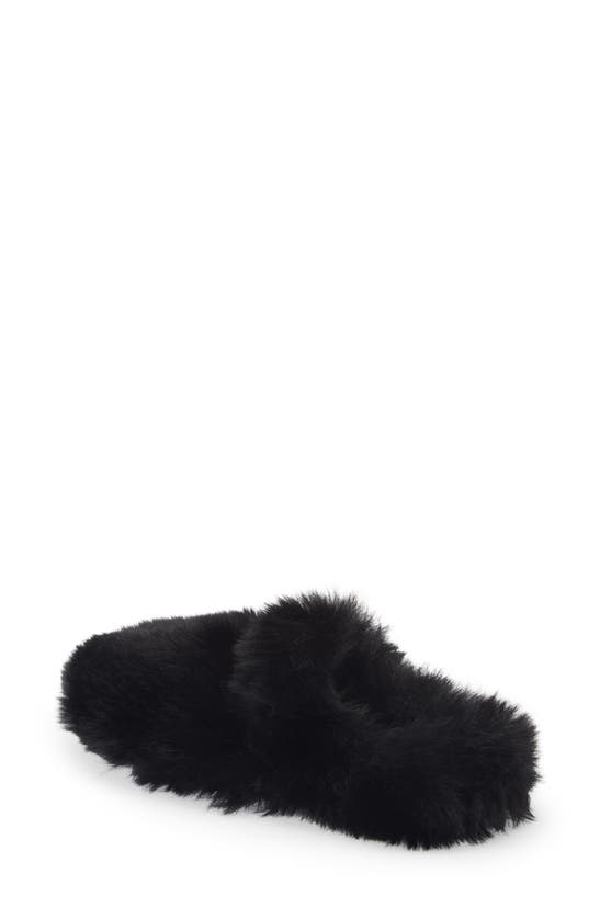 Shop Jeffrey Campbell Rlxathome Faux Fur Slipper In Black