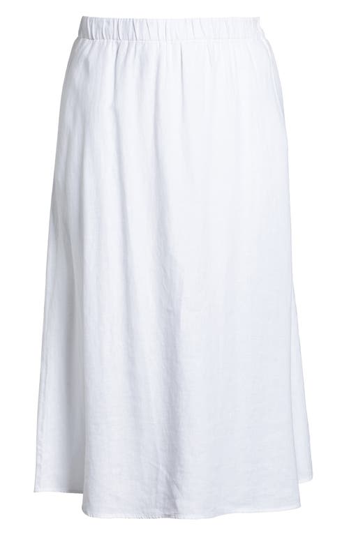 Eileen Fisher Gathered A-line Organic Linen Midi Skirt In White