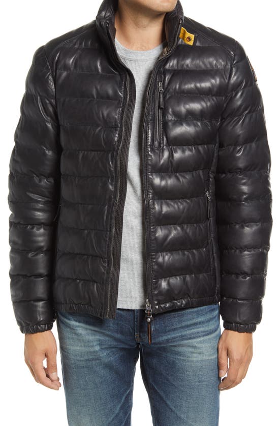 Parajumpers Ernie Leather Padded Jacket In Black | ModeSens