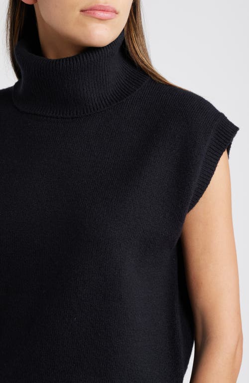 Shop Treasure & Bond Short Dolman Sleeve Cotton Blend Turtleneck Sweater In Black