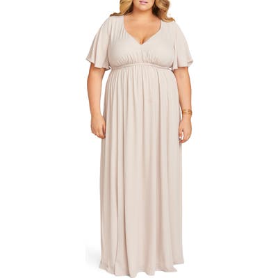 Plus Size Show Me Your Mumu Emily Evening Dress, Beige