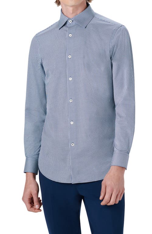 Bugatchi OoohCotton Geometric Print Button-Up Shirt Navy at Nordstrom,