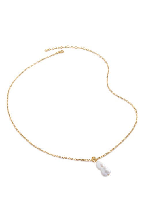 Monica Vinader Capri Teardop Freshwater Pearl Pendant Necklace In 18ct Gold Vermeil