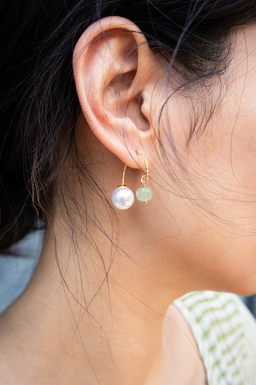 Seree Ana Pearl Jade Thread Earrings In Light Green