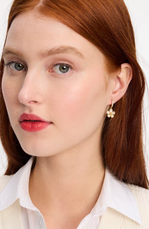 Shop Kate Spade New York Fleurette Cubic Zirconia Huggie Drop Earrings In Clear/gold