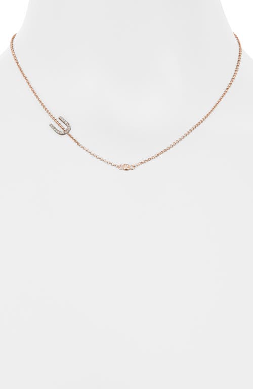 Meshmerise Bezel Diamond Initial Chain Necklace In Rose-u