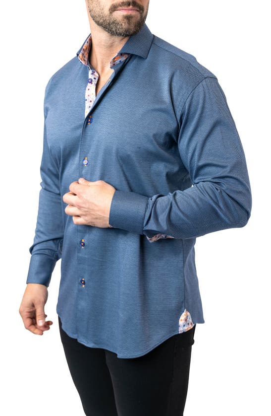 Shop Maceoo Einstein Stretchharper Contemporary Fit Button-up Shirt In Blue