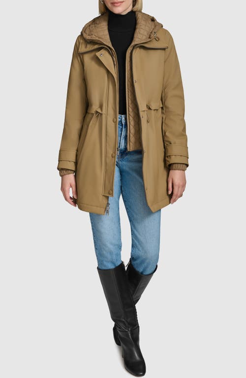 Andrew Marc Ryder Hooded Bib Inset Parka In Twig