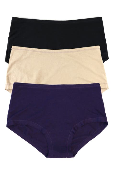 Hesta Women's Organic Cotton Basic Panties Underwear 3 Pack