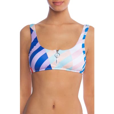 The Bikini Lab Stripe Zip Bralette Bikini Top, Purple