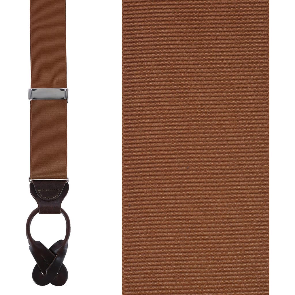 Trafalgar Phoenix 38mm Grosgrain Non Stretch Ribbon Button End Suspenders In Brown