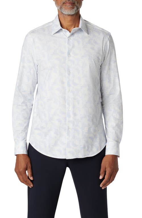 Bugatchi James OoohCotton Abstract Print Button-Up Shirt White at Nordstrom,