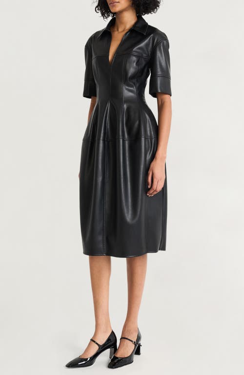 Shop Luxely Faux Leather Dress In Black