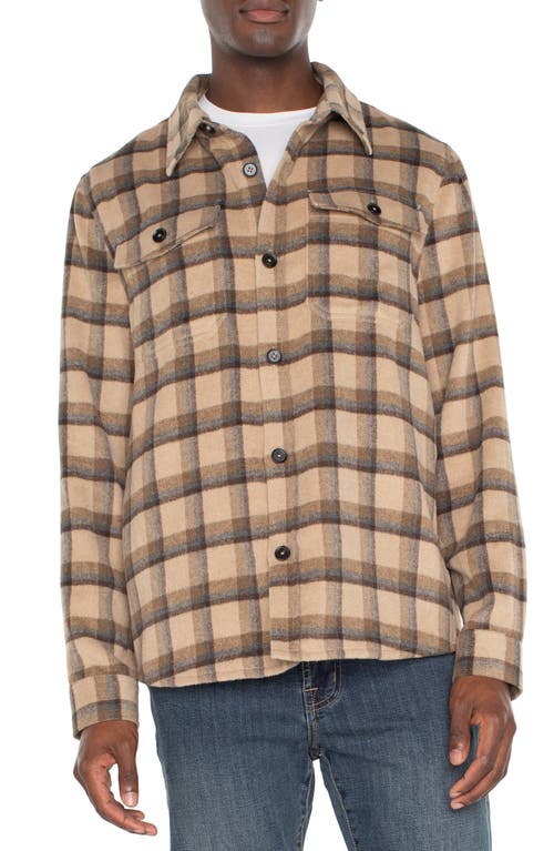 Shop Liverpool Plaid Shirt Jacket In Tan Brown Multi