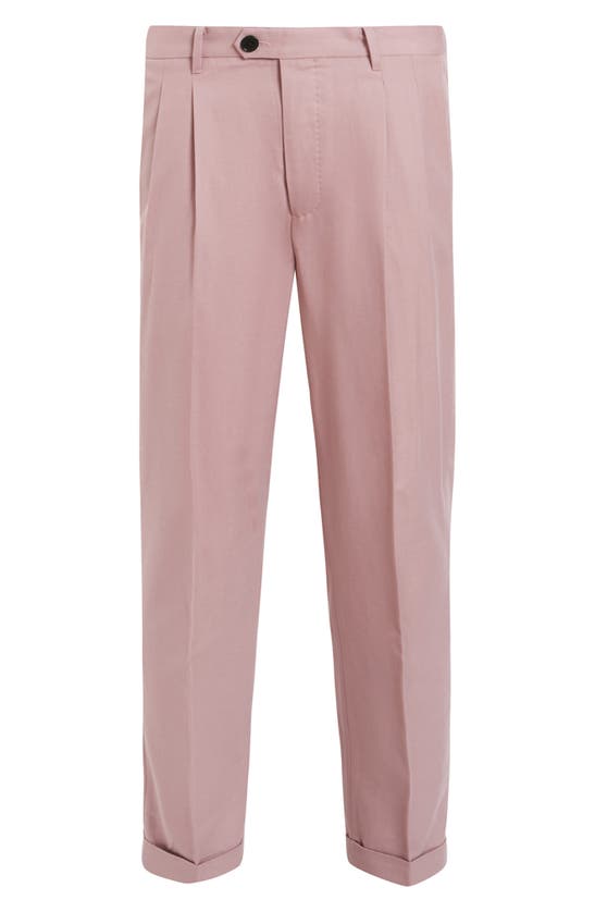 Shop Allsaints Tallis Pleated Cotton & Wool Trousers In Dusty Pink