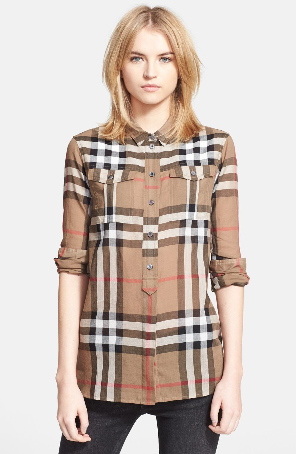 Burberry Brit Woven Check Tunic Shirt | Nordstrom