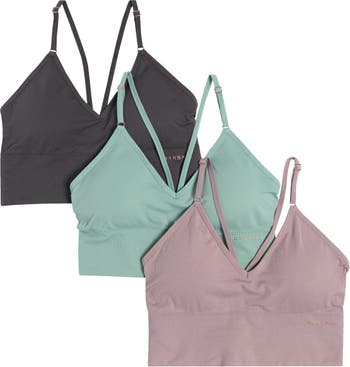 Pack of two bralettes with seamless straps. - Light blue
