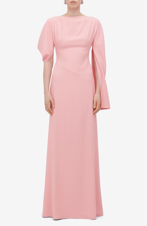 Asymmetric Sleeve Gown in Cherry Blossom Pink