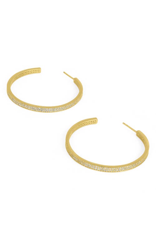 Dean Davidson Petit Pavé Midi Hoop Earrings In White Topaz/gold