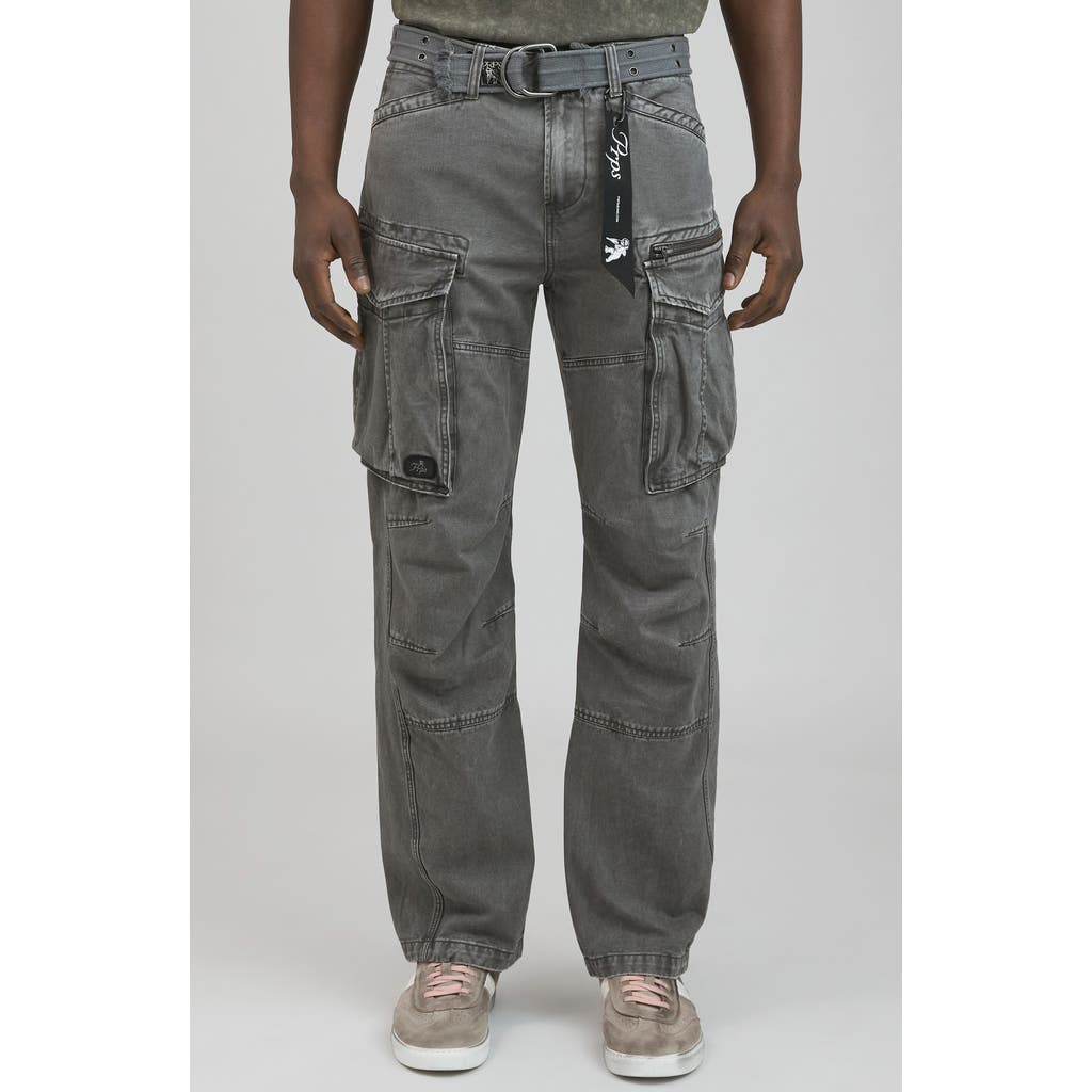 Prps Backbone Belted Cargo Jeans In Gray