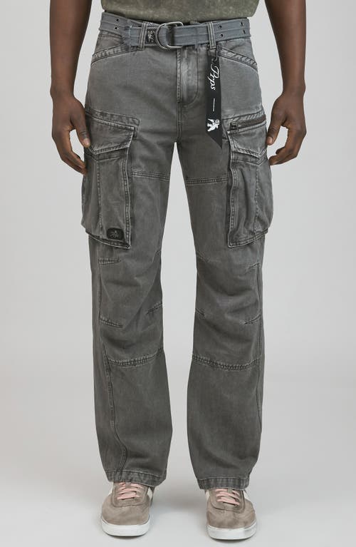 Shop Prps Backbone Belted Cargo Jeans In Gray