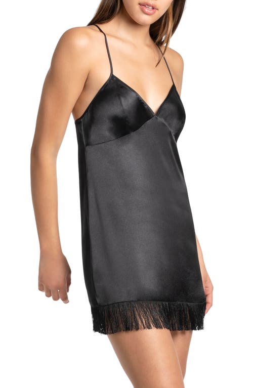 Shop In Bloom By Jonquil Holland Fringe Trim Satin Chemise In Black